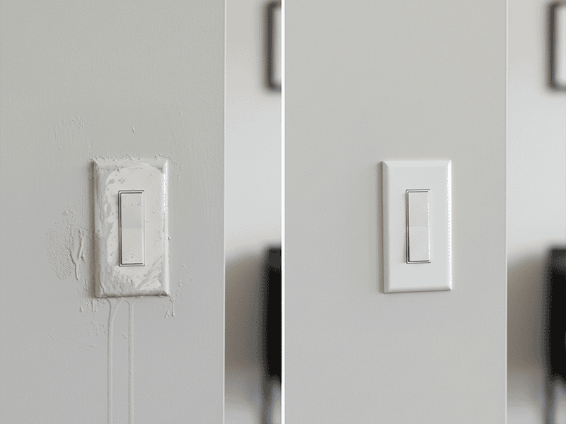 A split image showing a messy DIY painting job versus a clean, professional finish.