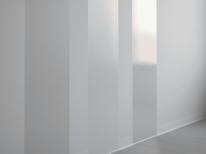 Samples of different paint finishes from gloss to matte shown on a wall.